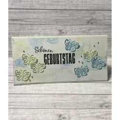 Outlet Geburtstagskarte Schmetterlinge Grußkarte Glückwunschkarte blau-grün Handmade Stampin‘ Up! Glückwunschkarten