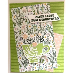 Outlet Geburtstagskarten Glückwunschkarte Blumen Tasse 3D Grün Blumig Handgefertigt Unikat Glückwunschkarten