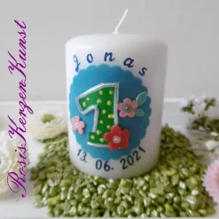 Geburtstagskerzen|Rosis-KerzenKunst & mehr Geburtstagskerze 1. Geburtstag * Gastgeschenk * Mitgebsel * Tischkerzen * Tischdeko * Buben u. Mädchen