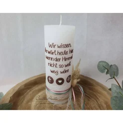 Outlet Gedenkkerze Rustik weiß - Wir wissen Ihr wärt heute hier.... Trauerkerzen