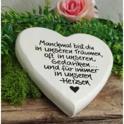 Gedenkstein, Grabschmuck, Grabstein, 17 x 17 cm, Trauer, Herz, Spruch, Manchmal bist du, Beton, frostfest Gedenksteine