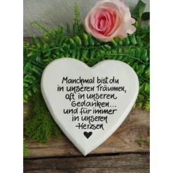 Gedenkstein, Grabschmuck, Grabstein, 17 x 17 cm, Trauer, Herz, Spruch, Manchmal bist du, Beton, frostfest Gedenksteine