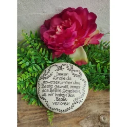 Clearance Gedenkstein, Grabschmuck, Grabstein, 12 x 12 cm, Trauer, Herz, Spruch, Immer für alle, Beton, frostfest Gedenksteine