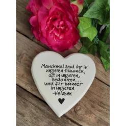 Online Gedenkstein, Grabschmuck, Grabstein, 17 x 17 cm, Trauer, Herz, Spruch, Manchmal seid ihr, Beton, frostfest Gedenksteine