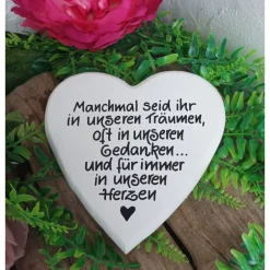 Online Gedenkstein, Grabschmuck, Grabstein, 17 x 17 cm, Trauer, Herz, Spruch, Manchmal seid ihr, Beton, frostfest Gedenksteine
