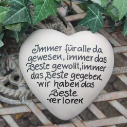 Hot Gedenkstein, Grabschmuck, Grabstein, 12 x 12 cm, Trauer, Herz, Spruch, Immer für alle, Beton, frostfest Gedenksteine