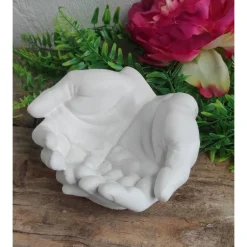 Best Gedenkstein, Grabstein, Grabschmuck, Hände, 16 x 14 cm, Hand, Beton, Trauer, Rose Gedenksteine