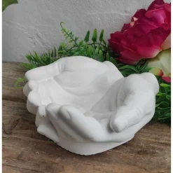 Best Gedenkstein, Grabstein, Grabschmuck, Hände, 16 x 14 cm, Hand, Beton, Trauer, Rose Gedenksteine