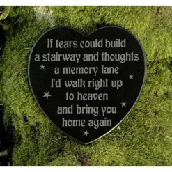 Discount Gedenkstein Herz If tears could built a stairway - Grabschmuck - Trauerspruch englisch - Marmor - Gravur - Grabdekoratio Gedenksteine