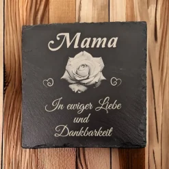Best Gedenktafel/ Grabschmuck aus Schiefer, Rose, Personalisiert Gedenksteine