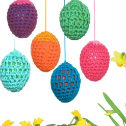 Clearance Gehäkelte Ostereier zum Aufhängen – 6 Stück Handarbeit Osterdeko, Baumwolle Ostereier