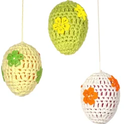 Discount Gehäkelte Ostereier zum Aufhängen – 3er Set in zartgelb, hellgrün & weiß – Osterdeko Handarbeit Ostereier