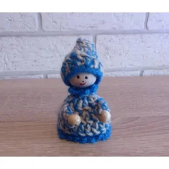 Clearance gehäkelter Wichtel - blau-beige (9 cm x 6 cm) Weihnachtsdeko