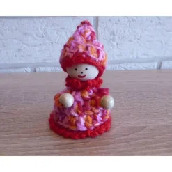 Clearance gehäkelter Wichtel - rosa-rot-orange (9 cm x 6 cm) Weihnachtsdeko