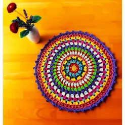 Tischdekoration|Lambela Gehäkeltes Deckchen 37 cm Mandala Boho Stuhlkissen