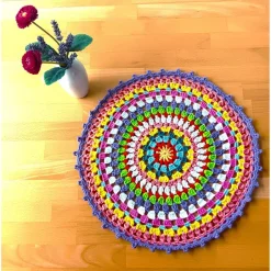 Tischdekoration|Lambela Gehäkeltes Deckchen 37 cm Mandala Boho Stuhlkissen