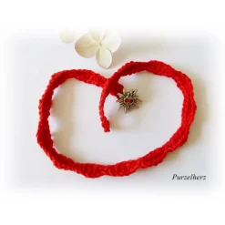 Online Gehäkeltes Wickelarmband mit Edelweiß - Freundschaftsarmband - rot Trachtenschmuck