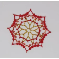 New geklöppelter Christbaumschmuck Ornament 3 rot-gold Geschenkeanhänger