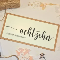 Best Geldgeschenk 18. Geburtstag – Personalisierte Glückwunschkarte mit Umschlag & Juteschleife Glückwunschkarten