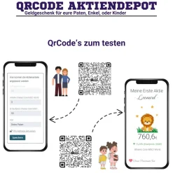 Clearance Geldgeschenk | Meine Erste Aktie | Personalisierte Aktie ETF Kryptowährung QrCode Geschenkkarte | Motiv Löwe Geldgeschenke