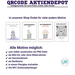 Clearance Geldgeschenk | Meine Erste Aktie | Personalisierte Aktie ETF Kryptowährung QrCode Geschenkkarte | Motiv Löwe Geldgeschenke