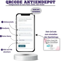 Clearance Geldgeschenk | Meine Erste Aktie | Personalisierte Aktie ETF Kryptowährung QrCode Geschenkkarte | Motiv Löwe Geldgeschenke