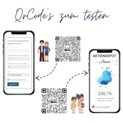 Clearance Geldgeschenk Aktie ETF Kryptowährung | Personalisierter NFC & QrCode Bildständer | Farbklecks Blau Geldgeschenke
