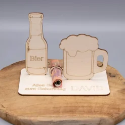 Best Geldgeschenk Bier - aus Holz personalisiert Geldgeschenke