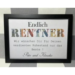 Best Geldgeschenk Bilderrahmen Rentner personalisierbar DIN A4 Geschenke