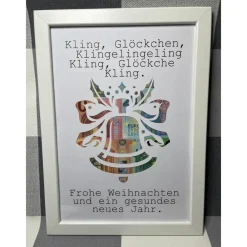 New Geldgeschenk Bilderrahmen Weihnachten Glocke personalisierbar DIN A4 Geldgeschenke