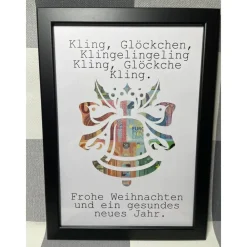 New Geldgeschenk Bilderrahmen Weihnachten Glocke personalisierbar DIN A4 Geldgeschenke