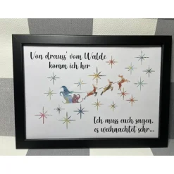 New Geldgeschenk Bilderrahmen Weihnachten Schlitten personalisierbar DIN A4 Geldgeschenke