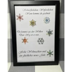 Clearance Geldgeschenk Bilderrahmen Weihnachten Schneeflöckchen personalisierbar DIN A4 Geldgeschenke