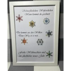 Clearance Geldgeschenk Bilderrahmen Weihnachten Schneeflöckchen personalisierbar DIN A4 Geldgeschenke