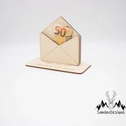 Geldgeschenk Briefumschlag - aus Holz personalisiert Geldgeschenke
