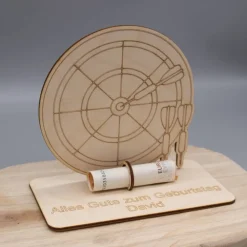 Geldgeschenk Dart - aus Holz personalisiert Geldgeschenke