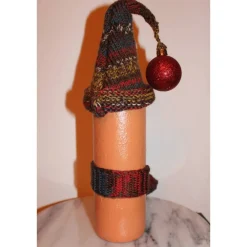 Hot Geldgeschenk Dekofigur MAXI Weihnachtswichtel witzige Upcyclingfigur aus einer Glasflasche, handgestrickte Accessoires Weihnachtsdeko