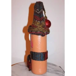 Hot Geldgeschenk Dekofigur MAXI Weihnachtswichtel witzige Upcyclingfigur aus einer Glasflasche, handgestrickte Accessoires Weihnachtsdeko