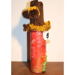 Clearance Geldgeschenk Dekofigur ROTWICHTEL Weihnachtswichtel witzige Upcyclingfigur aus Weinflasche, gestrickte Accessoires Weihnachtsdeko