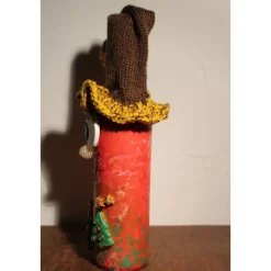 Clearance Geldgeschenk Dekofigur ROTWICHTEL Weihnachtswichtel witzige Upcyclingfigur aus Weinflasche, gestrickte Accessoires Weihnachtsdeko