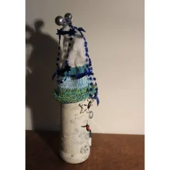 Sale Geldgeschenk Dekofigur STERNENWICHTEL Weihnachtswichtel witzige Upcyclingfigur aus Weinflasche, gestrickte Accessoires Geldgeschenke
