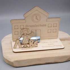 Best Geldgeschenk Einschulung - Mädchen - aus Holz personalisiert Kinder Einschulung
