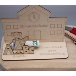 Best Geldgeschenk Einschulung - Mädchen - aus Holz personalisiert Kinder Einschulung