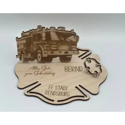Online Geldgeschenk Feuerwehr aus Holz – Personalisiertes Geschenk für Feuerwehrleute & Fans Geldgeschenke