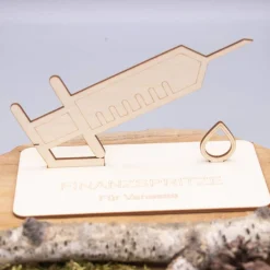 Outlet Geldgeschenk Finanzspritze - aus Holz personalisiert Geldgeschenke