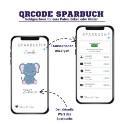 Clearance Geldgeschenk für Kinder | Digitales Sparbuch | QrCode Geschenkkarte | Elefant Geldgeschenke