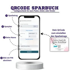 Clearance Geldgeschenk für Kinder | Digitales Sparbuch | QrCode Geschenkkarte | Elefant Geldgeschenke