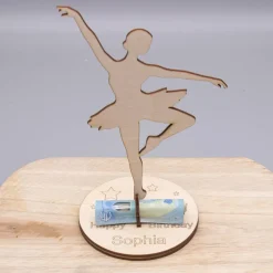 Sale Geldgeschenk für Mädchen - Ballerina - aus Holz personalisiert Geldgeschenke