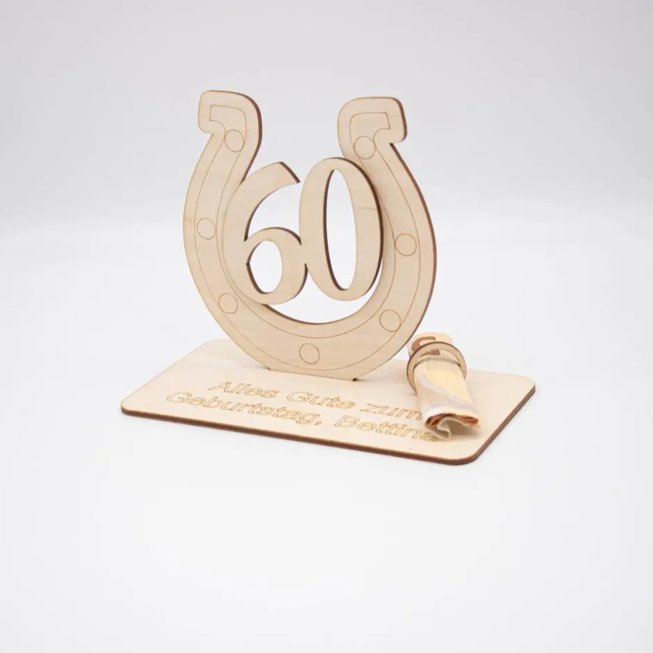 Best Geldgeschenk 60.Geburtstag - aus Holz personalisiert Geldgeschenke
