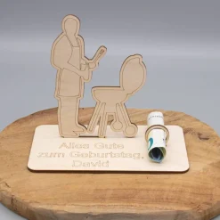 Geldgeschenk Grillen - aus Holz personalisiert Geldgeschenke